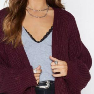 American Eagle Maroon Knit Oversized Cardigan With Pockets  Size XS